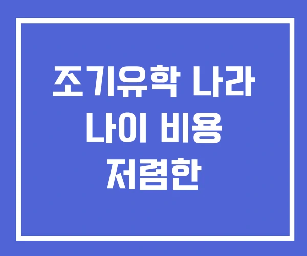 조기유학 나라 나이 비용 저렴한 조기유학 나라 나이 비용 저렴한