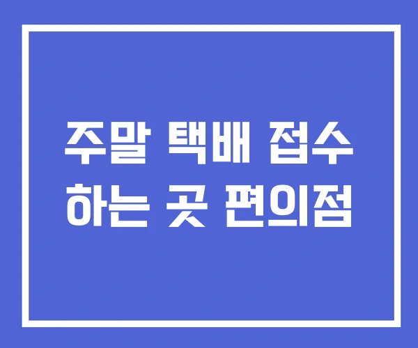 주말 택배 접수 하는 곳 편의점 주말 택배 접수 하는 곳 편의점