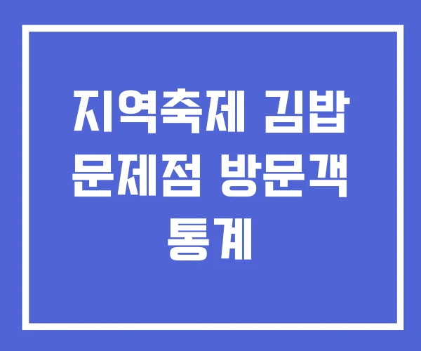 지역축제 김밥 문제점 방문객 통계 지역축제 김밥 문제점 방문객 통계