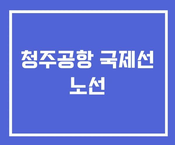 청주공항 국제선 노선 청주공항 국제선 노선