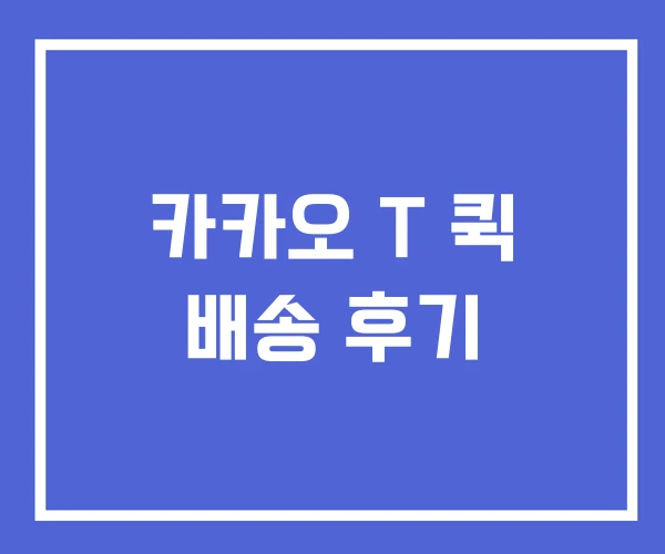 카카오 T 퀵 배송 후기 카카오 T 퀵 배송 후기