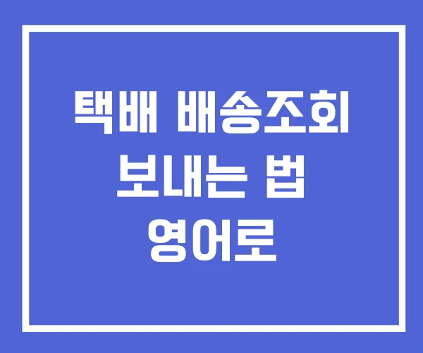 택배 배송조회 보내는 법 영어로