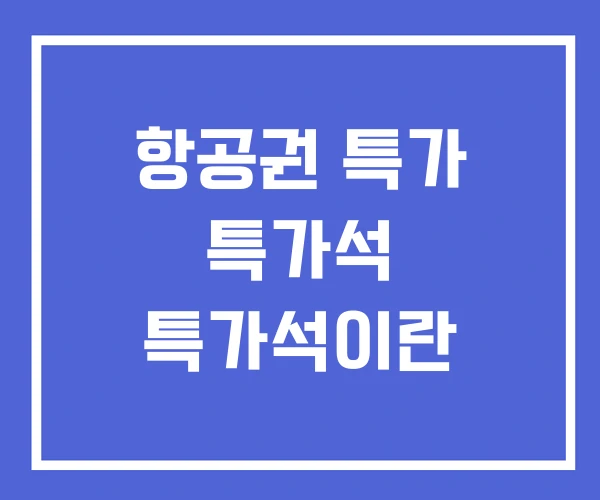 항공권 특가 특가석 특가석이란