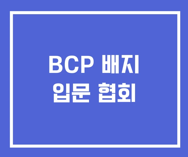 BCP 배지 입문 협회 BCP 배지 입문 협회