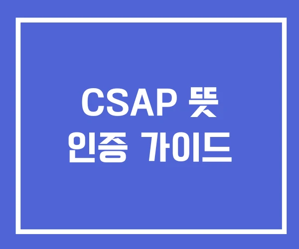 CSAP 뜻 인증 가이드 CSAP 뜻 인증 가이드