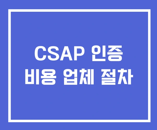 CSAP 인증 비용 업체 절차 CSAP 인증 비용 업체 절차