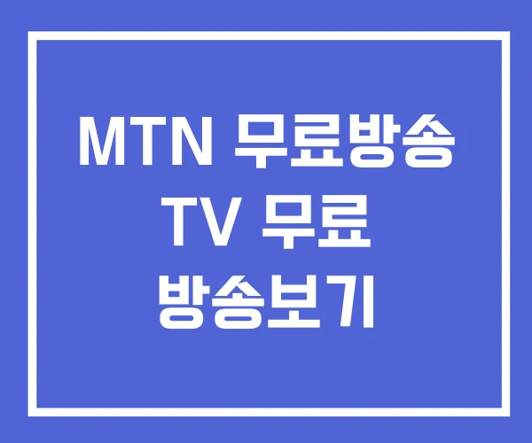 MTN 무료방송 TV 무료 방송보기