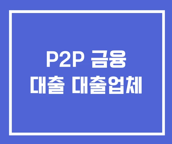 P2P 금융 대출 대출업체 P2P 금융 대출 대출업체