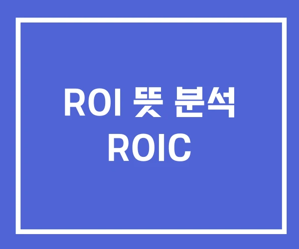 ROI 뜻 분석 ROIC