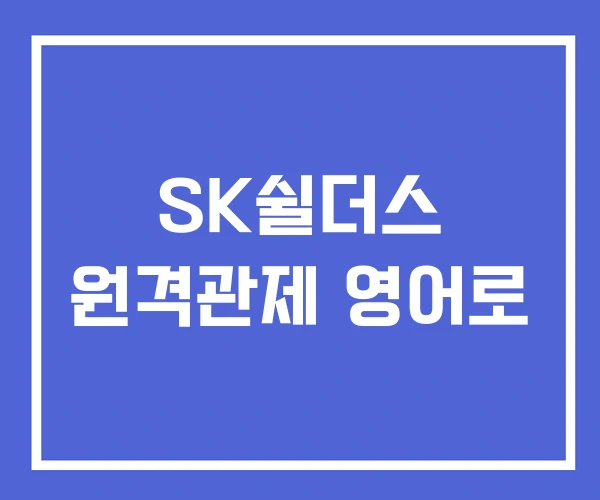 SK쉴더스 원격관제 영어로 SK쉴더스 원격관제 영어로