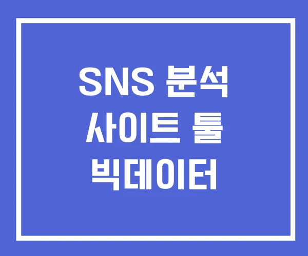 SNS 분석 사이트 툴 빅데이터 SNS 분석 사이트 툴 빅데이터