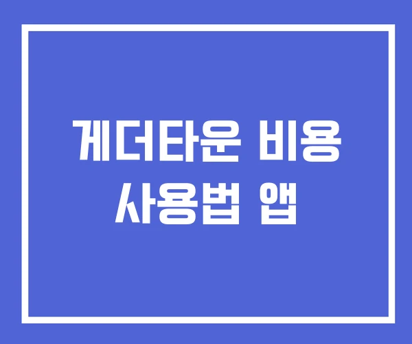 게더타운 비용 사용법 앱