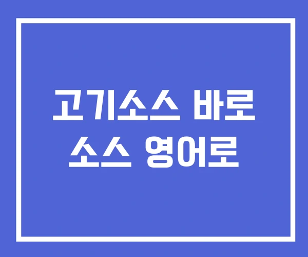 고기소스 바로 소스 영어로