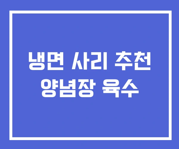 냉면 사리 추천 양념장 육수 냉면 사리 추천 양념장 육수