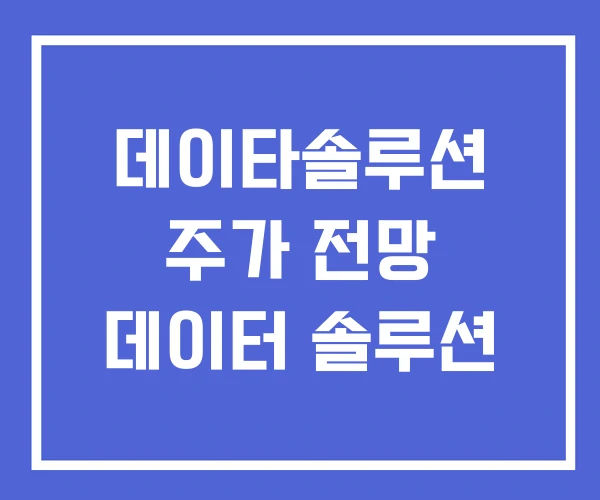 데이타솔루션 주가 전망 데이터 솔루션 데이타솔루션 주가 전망 데이터 솔루션