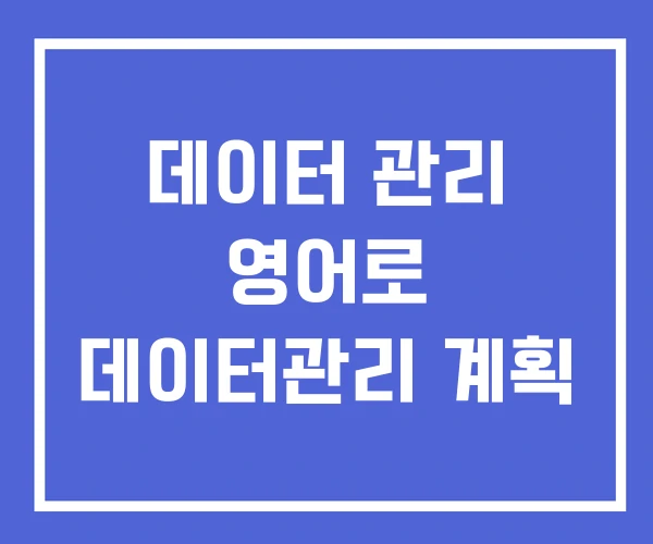 데이터 관리 영어로 데이터관리 계획 데이터 관리 영어로 데이터관리 계획