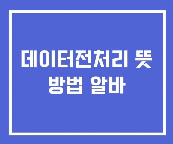 데이터전처리 뜻 방법 알바 데이터전처리 뜻 방법 알바