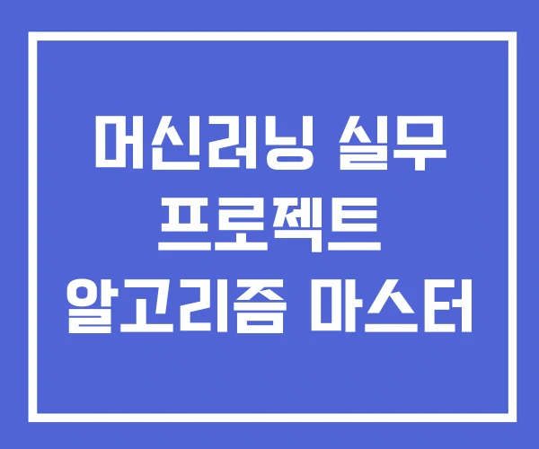 머신러닝 실무 프로젝트 알고리즘 마스터