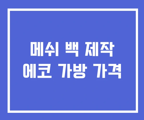 메쉬 백 제작 에코 가방 가격