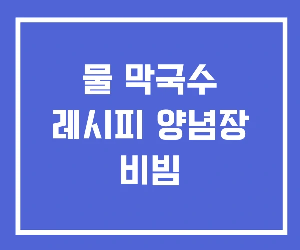 물 막국수 레시피 양념장 비빔