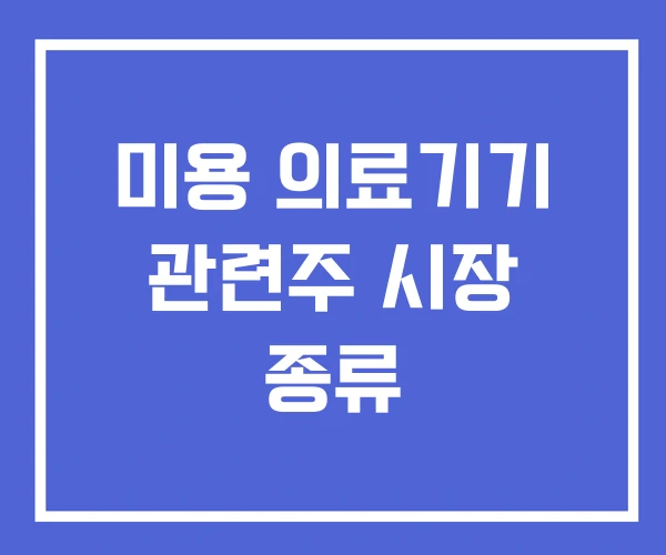 미용 의료기기 관련주 시장 종류