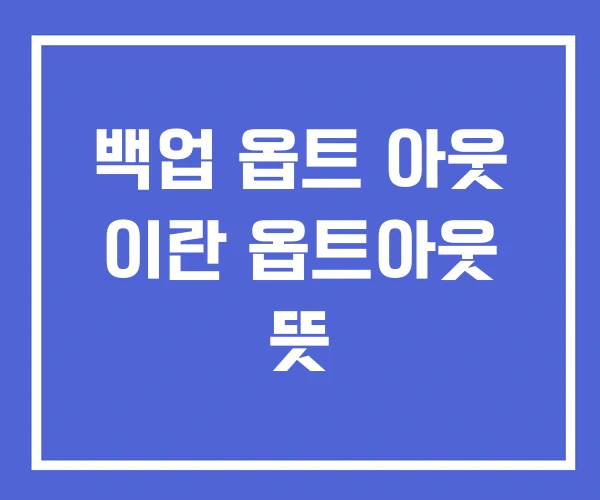 백업 옵트 아웃 이란 옵트아웃 뜻 백업 옵트 아웃 이란 옵트아웃 뜻