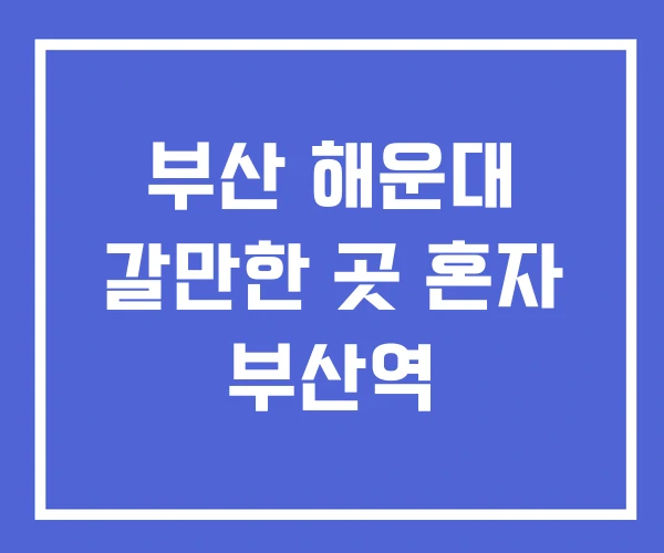 부산 해운대 갈만한 곳 혼자 부산역 부산 해운대 갈만한 곳 혼자 부산역