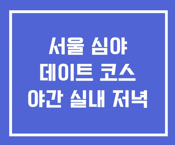서울 심야 데이트 코스 야간 실내 저녁