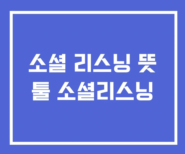소셜 리스닝 뜻 툴 소셜리스닝 소셜 리스닝 뜻 툴 소셜리스닝