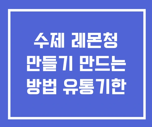 수제 레몬청 만들기 만드는 방법 유통기한 수제 레몬청 만들기 만드는 방법 유통기한