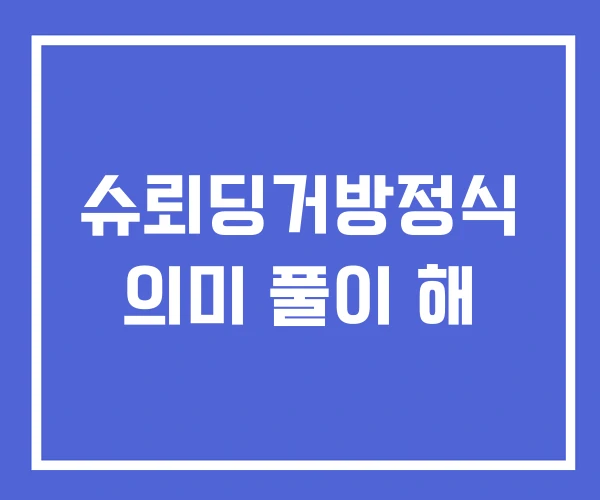 슈뢰딩거방정식 의미 풀이 해 슈뢰딩거방정식 의미 풀이 해