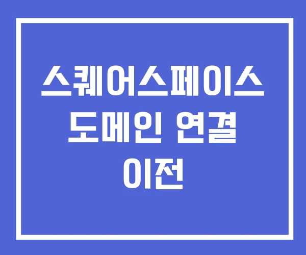 스퀘어스페이스 도메인 연결 이전