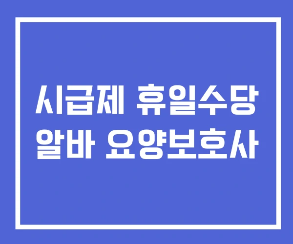 시급제 휴일수당 알바 요양보호사 시급제 휴일수당 알바 요양보호사