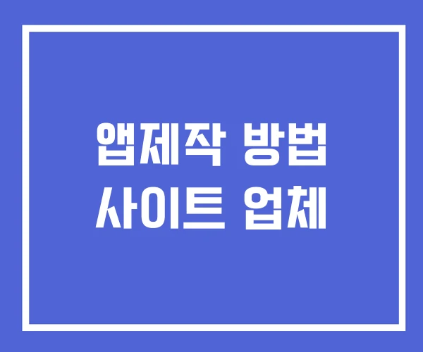 앱제작 방법 사이트 업체