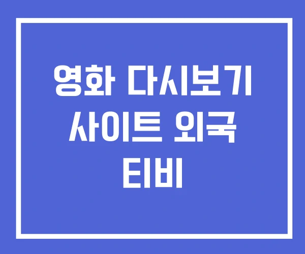 영화 다시보기 사이트 외국 티비