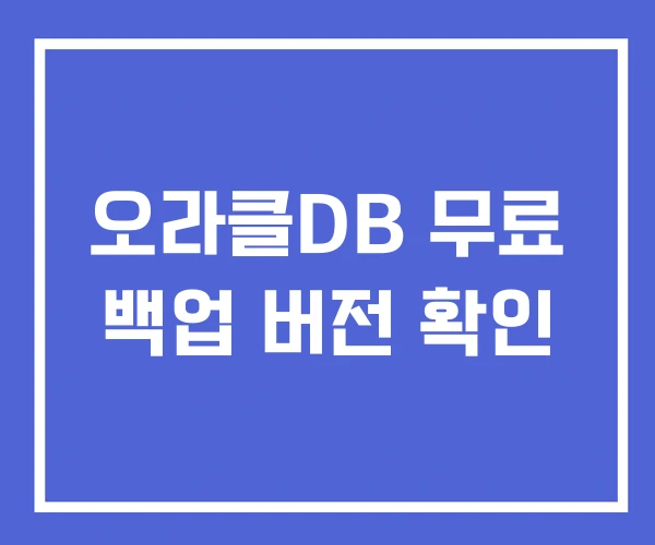 오라클DB 무료 백업 버전 확인