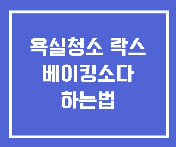 욕실청소 락스 베이킹소다 하는법 욕실청소 락스 베이킹소다 하는법