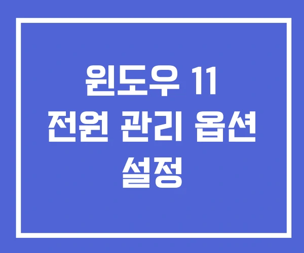윈도우 11 전원 관리 옵션 설정 윈도우 11 전원 관리 옵션 설정