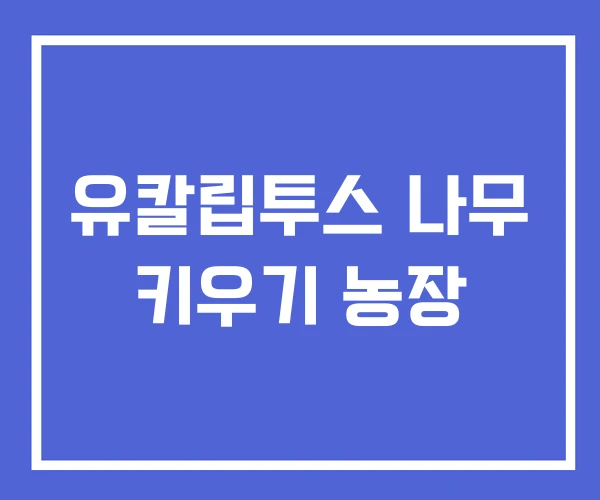유칼립투스 나무 키우기 농장