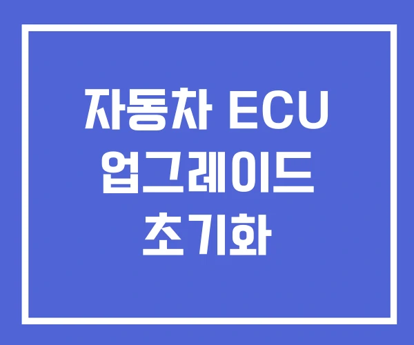 자동차 ECU 업그레이드 초기화 자동차 ECU 업그레이드 초기화