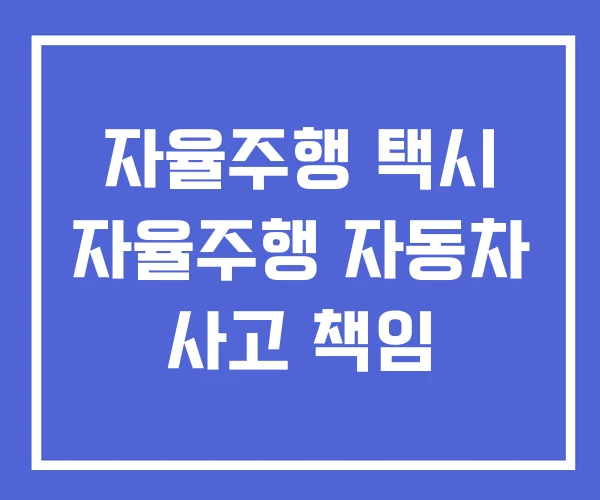 자율주행 택시 자율주행 자동차 사고 책임 자율주행 택시 자율주행 자동차 사고 책임