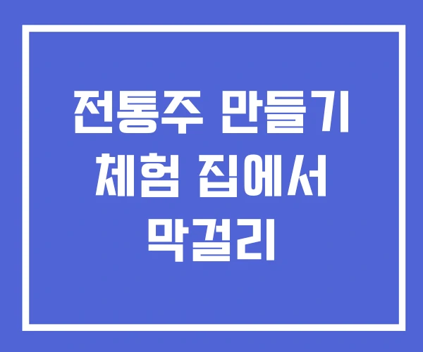 전통주 만들기 체험 집에서 막걸리