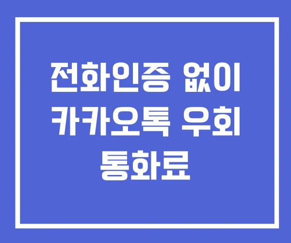전화인증 없이 카카오톡 우회 통화료