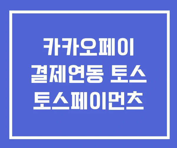 카카오페이 결제연동 토스 토스페이먼츠