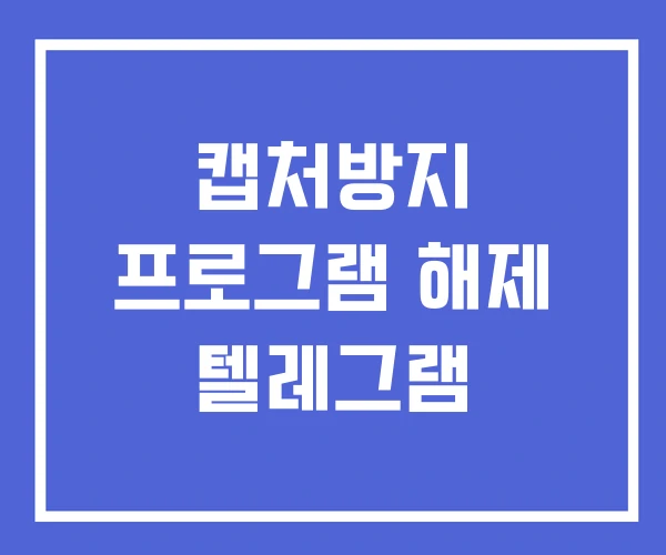 캡처방지 프로그램 해제 텔레그램 캡처방지 프로그램 해제 텔레그램