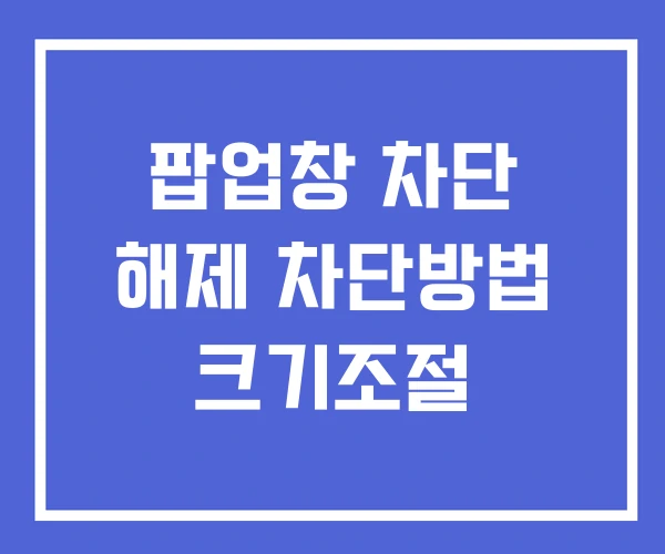 팝업창 차단 해제 차단방법 크기조절 팝업창 차단 해제 차단방법 크기조절