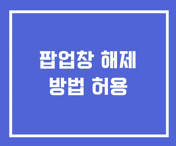 팝업창 해제 방법 허용