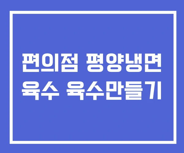편의점 평양냉면 육수 육수만들기 편의점 평양냉면 육수 육수만들기