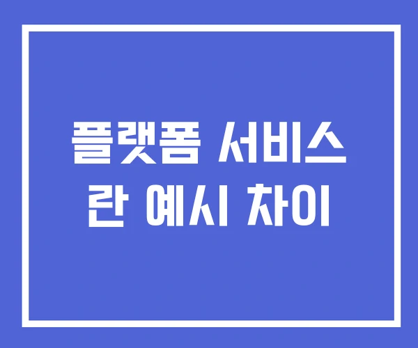 플랫폼 서비스 란 예시 차이 플랫폼 서비스 란 예시 차이