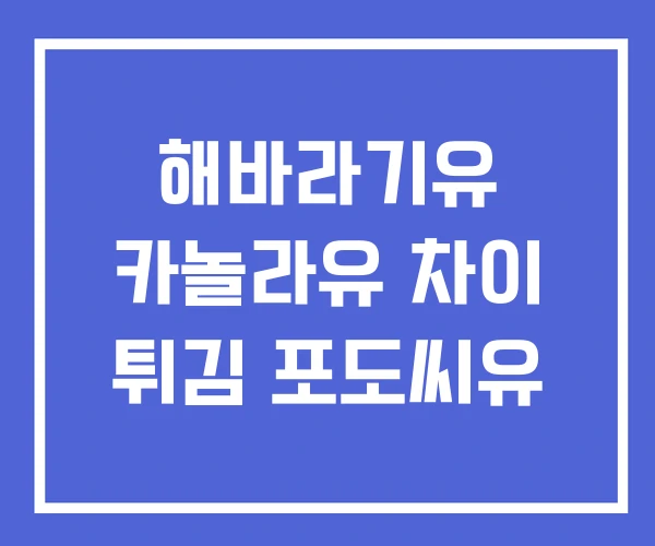 해바라기유 카놀라유 차이 튀김 포도씨유